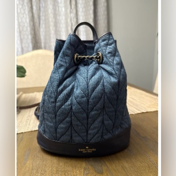 kate spade Handbags - Kate Spade denim Quilted Bucket Backpack EUC